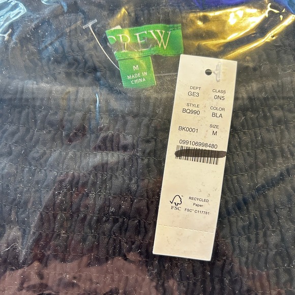 NWT J. Crew Smocked Linen Bandeau Beach Dress M Black Travel Resort Cruise BQ990 - Picture 4 of 4